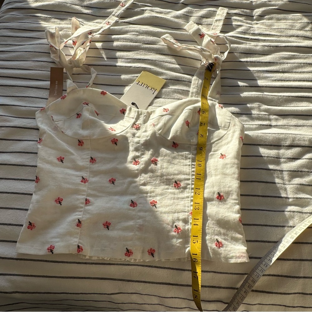 NWT Kourt Floral White Tie Strap Bustier Corset Top sz XS / 2 - Picture 16 of 16